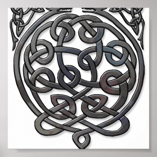 Celtic Knot Dragons - Black Chrome Poster (Vorne)