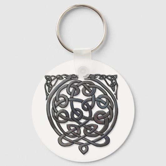 Celtic Knot Dragons - Black Chrome Schlüsselanhänger (Vorderseite)