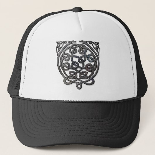 Celtic Knot Dragons - Black Chrome Truckerkappe (Vorderseite)