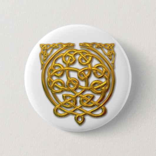 Celtic Knot Dragons - Gold Button (Vorderseite)