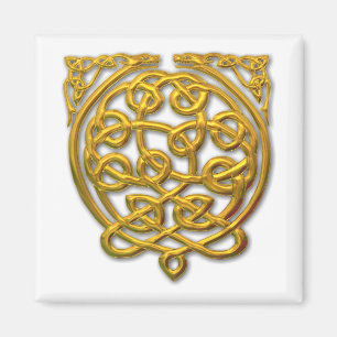 Celtic Knot Dragons - Gold Magnet