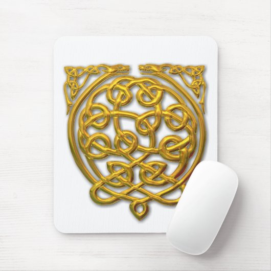 Celtic Knot Dragons - Gold Mousepad (Mit Mouse)