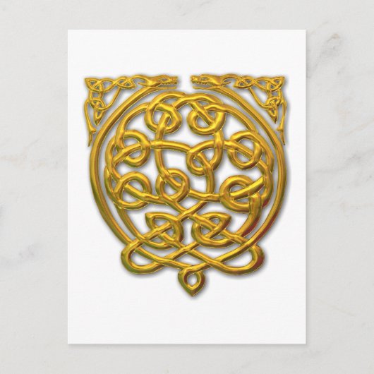 Celtic Knot Dragons - Gold Postkarte (Vorderseite)