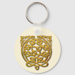 Celtic Knot Dragons - Gold Schlüsselanhänger