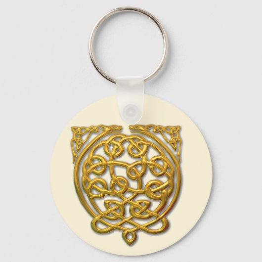 Celtic Knot Dragons - Gold Schlüsselanhänger (Vorderseite)