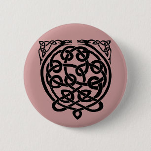 Celtic Knot Dragons - Schwarz & Weiß Button