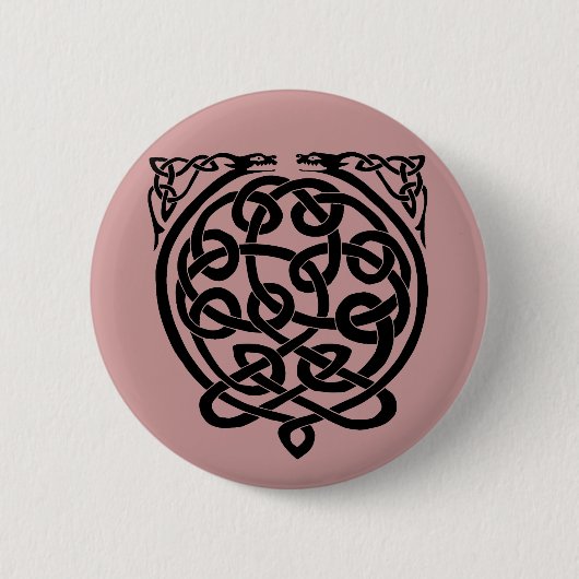 Celtic Knot Dragons - Schwarz & Weiß Button (Vorderseite)