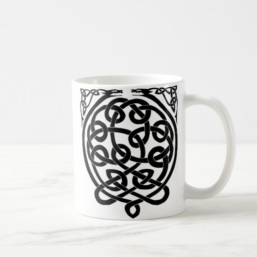Celtic Knot Dragons - Schwarz & Weiß Kaffeetasse (Rechts)