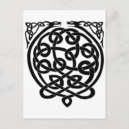 Celtic Knot Dragons - Schwarz & Weiß Postkarte (Vorderseite)