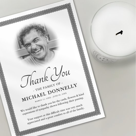 Celtic Knot Foto Beerdigung Dankeskarte