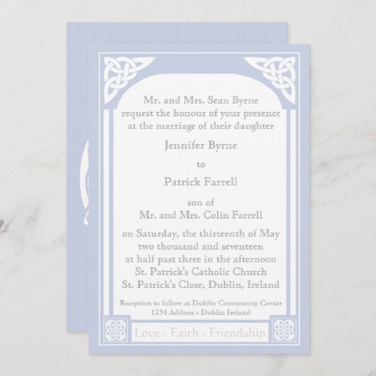 Celtic Knot Frame Einladung - Light Blue (Vorne/Hinten)