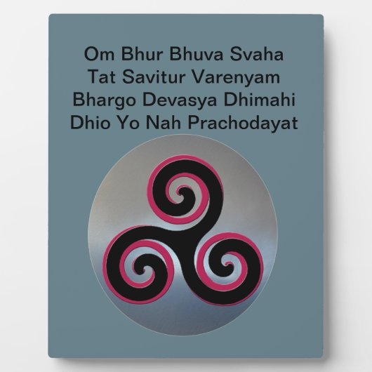 Celtic Knot Gayatri Mantra Om Bhur Bhuvah, Plaque Fotoplatte (Vorderseite)