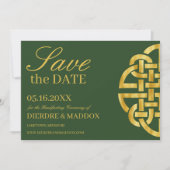 Celtic Knot Green & Gold Handfasts Save The Date (Vorderseite)