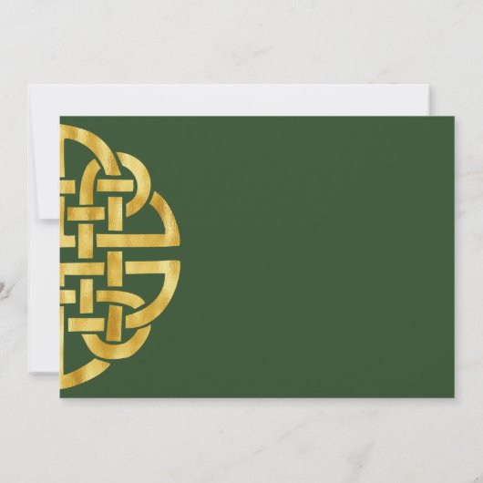 Celtic Knot Green & Gold Handfasts Save The Date (Rückseite)