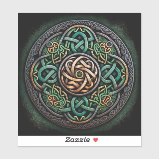 Celtic Knot Green Gold Knüpfarbeit Aufkleber (Blatt)