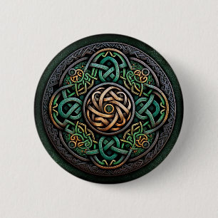 Celtic Knot Green Gold Knüpfarbeit Button