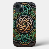 Celtic Knot Green Gold Knüpfarbeit Case-Mate iPhone Hülle (Rückseite)