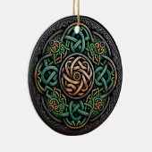 Celtic Knot Green Gold Knüpfarbeit Keramik Ornament (Rechts)