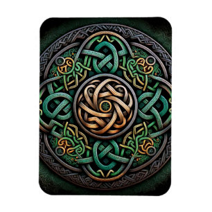 Celtic Knot Green Gold Knüpfarbeit Magnet