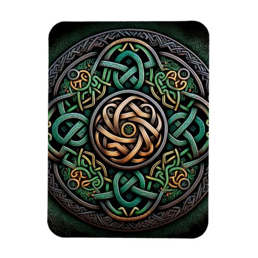 Celtic Knot Green Gold Knüpfarbeit Magnet (Vertikal)