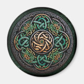 Celtic Knot Green Gold Knüpfarbeit Magnet (Vorne)