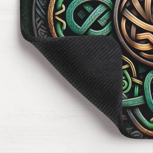 Celtic Knot Green Gold Knüpfarbeit Mousepad (Ecke)