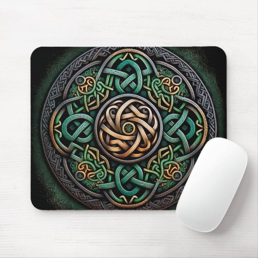 Celtic Knot Green Gold Knüpfarbeit Mousepad (Mit Mouse)