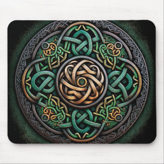 Celtic Knot Green Gold Knüpfarbeit Mousepad