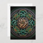 Celtic Knot Green Gold Knüpfarbeit Postkarte (Vorne/Hinten)
