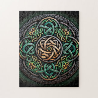 Celtic Knot Green Gold Knüpfarbeit Puzzle