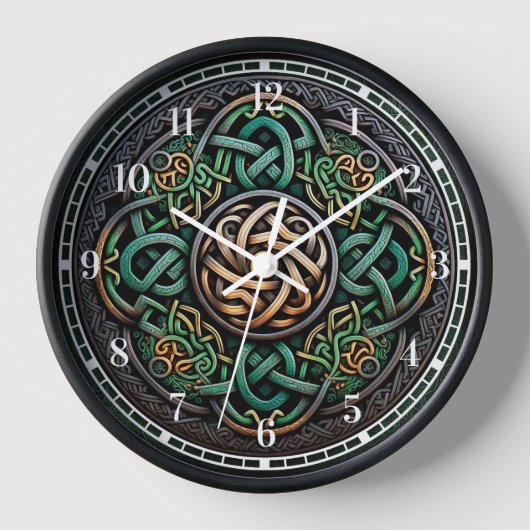 Celtic Knot Green Gold Knüpfarbeit Uhr (Vorderseite)
