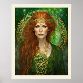 Celtic Knot Green & Gold St Patrick's Day Woman Poster