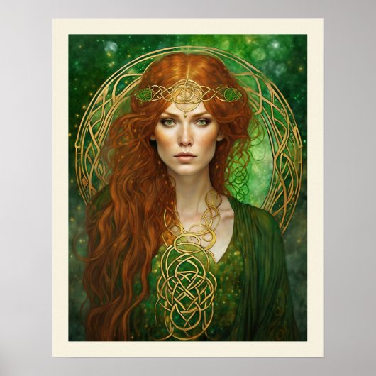Celtic Knot Green & Gold St Patrick's Day Woman Poster (Vorne)