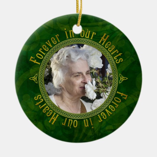 Celtic Knot Green Memorial Foto Weihnachten Keramik Ornament (Vorne)