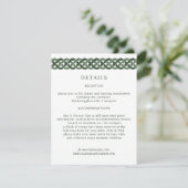 Celtic Knot | Green Wedding Information Guest Begleitkarte (Stehend Vorderseite)