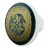 Celtic Knot Hunde Dunkel waschen grün Keramikknauf (Rechts)