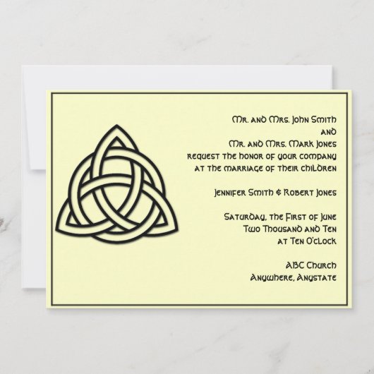 Celtic Knot in Black Ivory Hochzeit Einladung (Vorderseite)