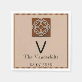 Celtic Knot in Cream and Rust Monogram Wedding Serviette