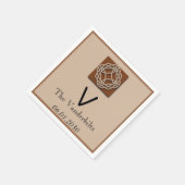 Celtic Knot in Cream and Rust Monogram Wedding Serviette (Ecke)