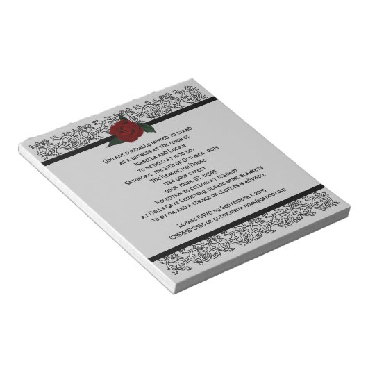 Celtic Knot Infinity Rose Goth Wedding Einladung Notizblock (angewinkelt)