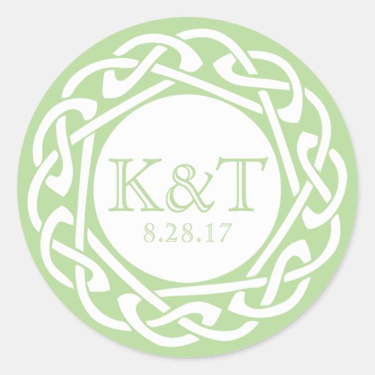 Celtic Knot Initials - Jade Runder Aufkleber (Vorderseite)