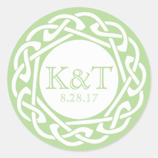 Celtic Knot Initials - Jade Runder Aufkleber