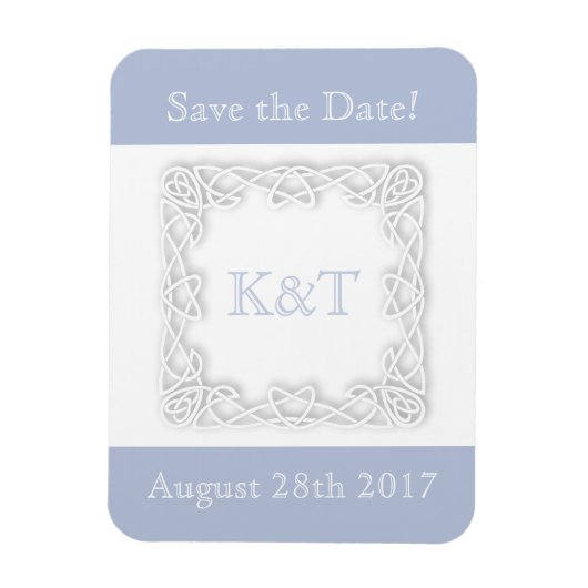 Celtic Knot Initials - Light Blue Magnet (Vertikal)