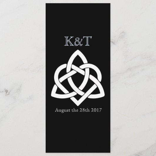 Celtic Knot Initials - Menu Card schwarz Menükarte (Rückseite)