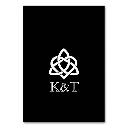Celtic Knot Initials - Table card - Black Tischnummer (Rückseite)