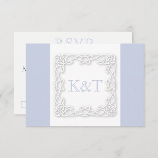 Celtic Knot Initials - UAWG - hellblau RSVP Karte (Vorne/Hinten)
