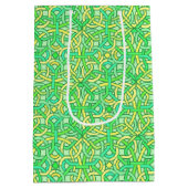 Celtic Knot Irish Braid Muster Green Yellow Mittlere Geschenktüte (Rückseite)