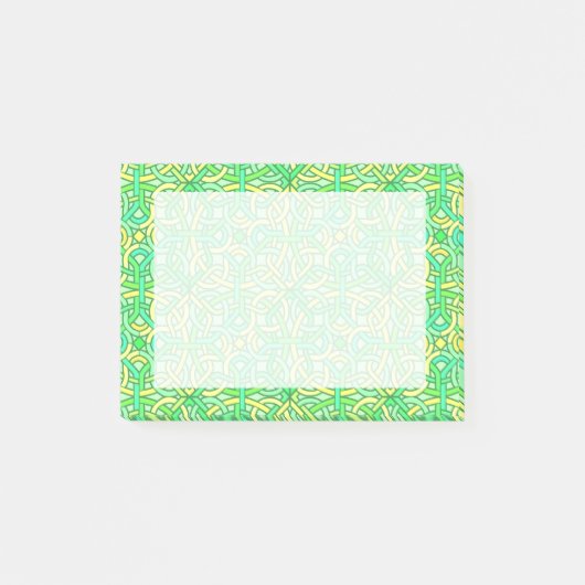 Celtic Knot Irish Braid Muster Green Yellow Post-it Klebezettel (Vorderseite)