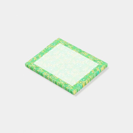 Celtic Knot Irish Braid Muster Green Yellow Post-it Klebezettel (angewinkelt)