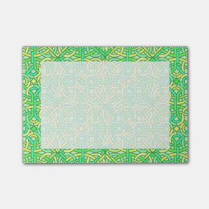 Celtic Knot Irish Braid Muster Green Yellow Post-it Klebezettel